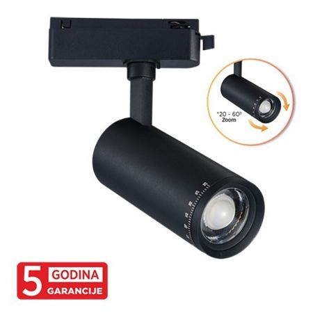 M205015-B 20W 4000K crni zumabilni 20-60* monofazni šinski reflektor 58x152mm 5Y Mitea Lighting