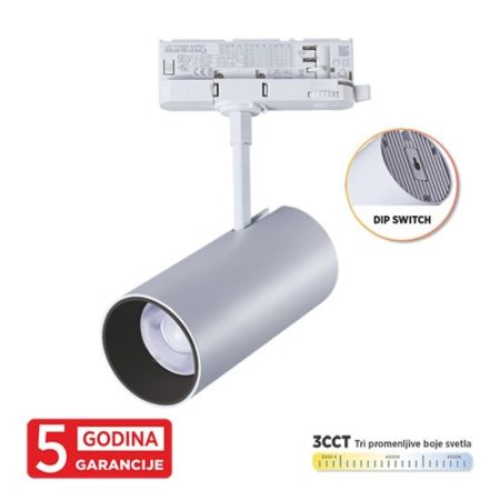 M205052-W 30W 3CCT 3000~6500K crni trostopeni šinski reflektor 70x155mm 5Y Mitea Lighting