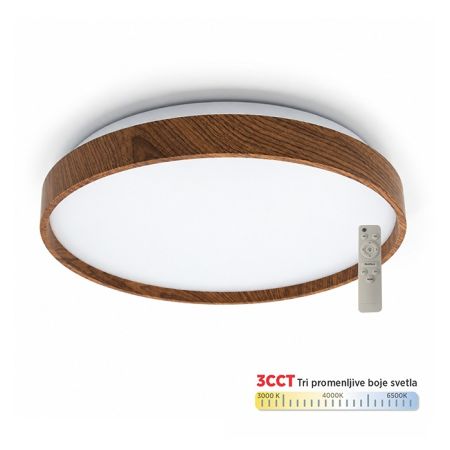 M205485 TAMNA BOJA DRVETA ~72W LED SMD 3000~6500K plafonjera fi500 x h80mm sa daljinskim Mitea Lighting (25 mes.)