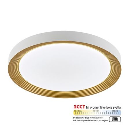M205524 belo-zlatna 15W LED CCT DIP switch 3000~6500K plafonjera Mitea Lighting