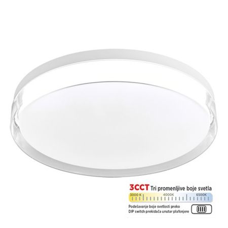 M205529 bela 18W LED CCT DIP switch 3000~6500K plafonjera Mitea Lighting