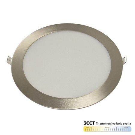 M18UO-SN-CCT 18W 3000~6500K saten nikl ugradni okrugli LED panel Mitea Lighting (25 mes.)