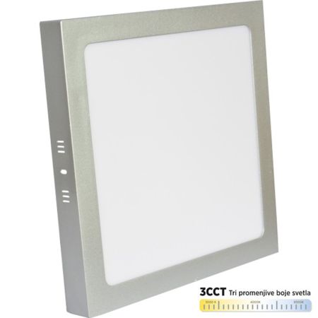 M24NK-SIL-CCT 24W 3000~6500K srebrni nadgradni kvadratni LED panel Mitea (25 mes.)