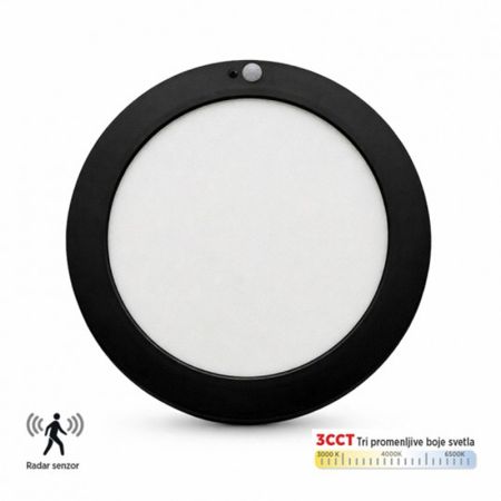 M18NO-PLS-B 18W 3CCT 3000/4000/6500K nadgradni okrugli crni LED panel sa senzorom PVC Mitea Lighting