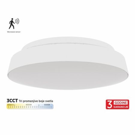 M205790 20W 3CCT 3000/4000/6500K bela IP20 fi280mm okrugla LED plafonjera sa microwave senzorom pokreta 3Y Mitea Lighting