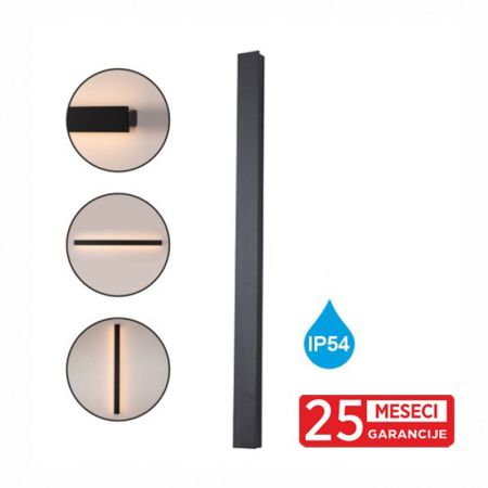 M083/300 CRNA LED 6W LED 4000K zidna lampa IP54 Mitea lighting, (25 mes.)