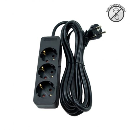 ME-PR3-3M DZ 16A 250V 3680W 3x1.5mm2 crna prenosna nerastavna trostruka priključnica (produžni kabl) Mitea Electric