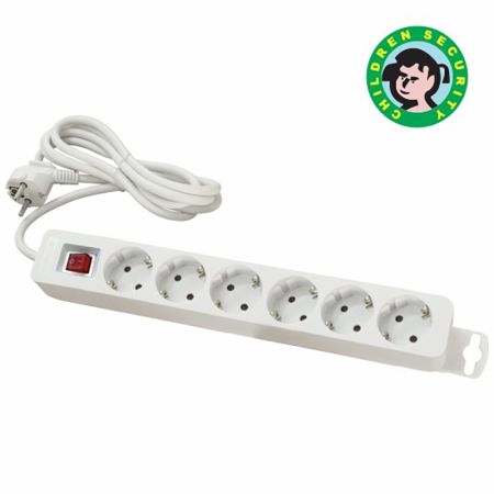 ME-PR6P-2M DZ 16A 250V 3680W 3x1.5mm2 bela prenosna nerastavna šestostruka priključnica (produžni kabl) sa prekidačem Mitea Electric